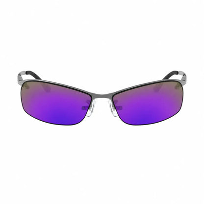 Ray-Ban RB3183 replacement lenses in mirrored purple, front view of the frame fitted with the new lenses · ReFramed