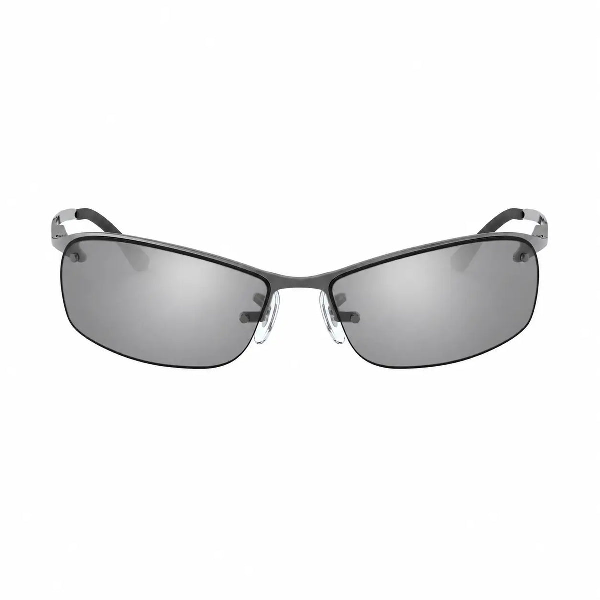 Ray-Ban RB3183 replacement lenses in mirrored silver, front view of the frame fitted with the new lenses · ReFramed
