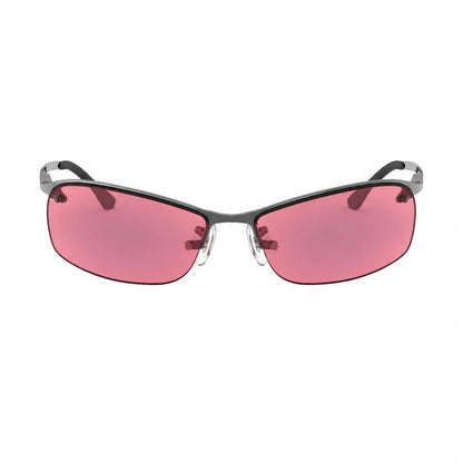 Ray-Ban RB3183 replacement lenses in pink, front view of the frame fitted with the new lenses · ReFramed