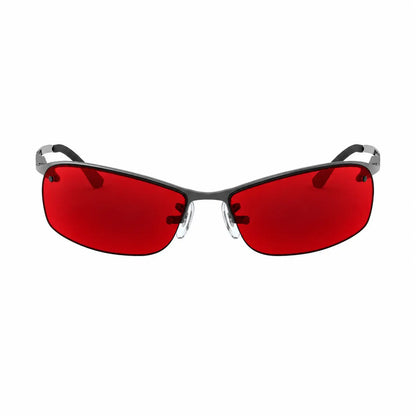 Ray-Ban RB3183 replacement lenses in red, front view of the frame fitted with the new lenses · ReFramed