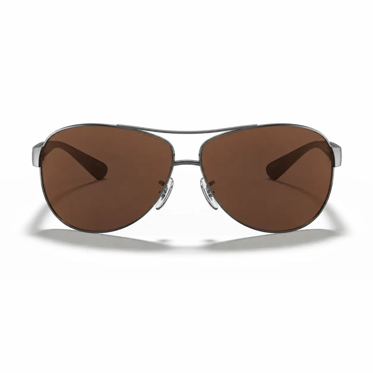 Ray-Ban RB3386 replacement lenses in brown, front view of the frame fitted with the new lenses · ReFramed