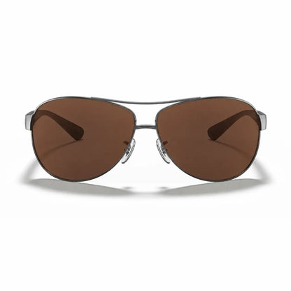 Ray-Ban RB3386 replacement lenses in brown, front view of the frame fitted with the new lenses · ReFramed