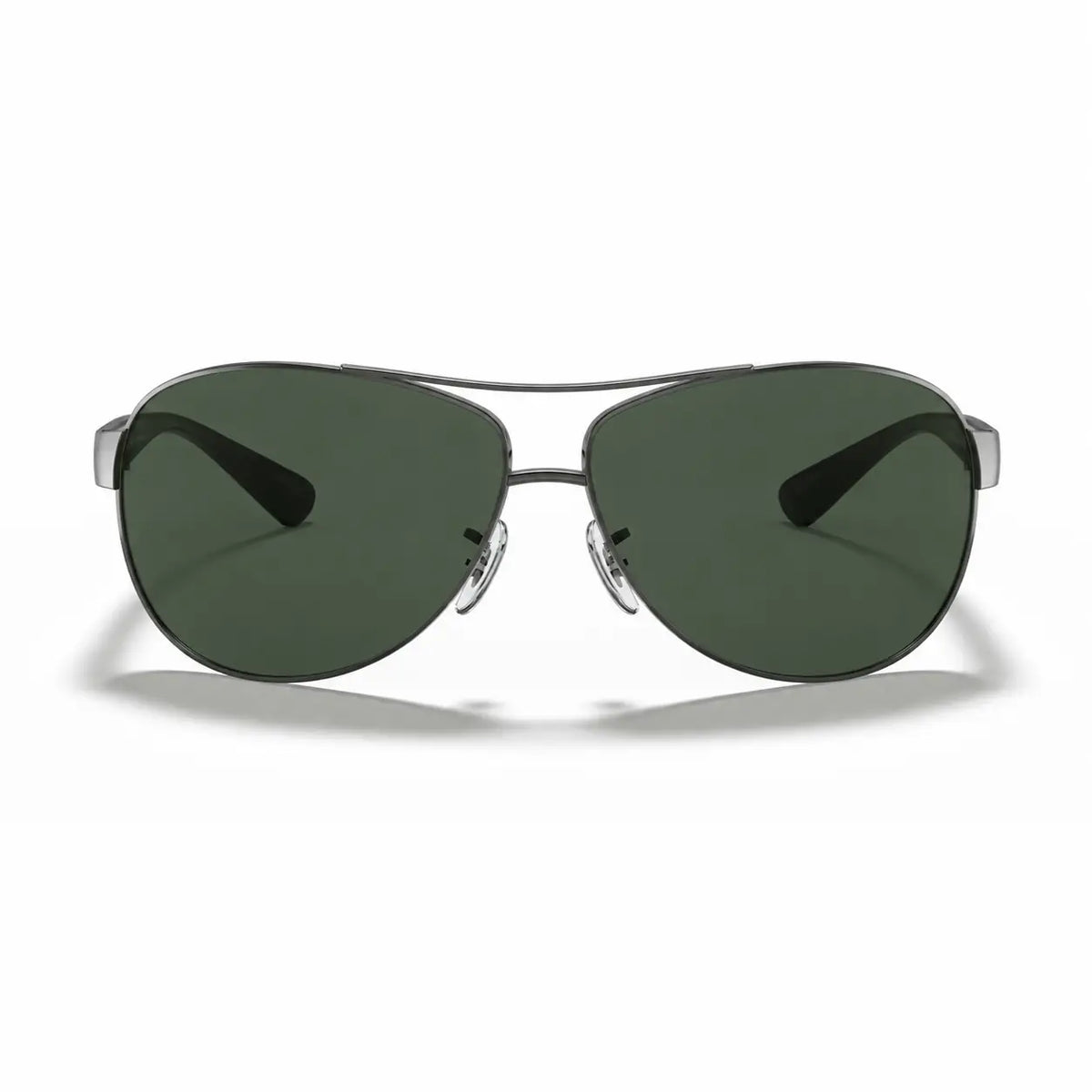 Ray-Ban RB3386 replacement lenses in G15 green, front view of the frame fitted with the new lenses · ReFramed