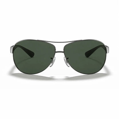 Ray-Ban RB3386 replacement lenses in G15 green, front view of the frame fitted with the new lenses · ReFramed