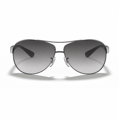 Ray-Ban RB3386 replacement lenses in gradient gray, front view of the frame fitted with the new lenses · ReFramed
