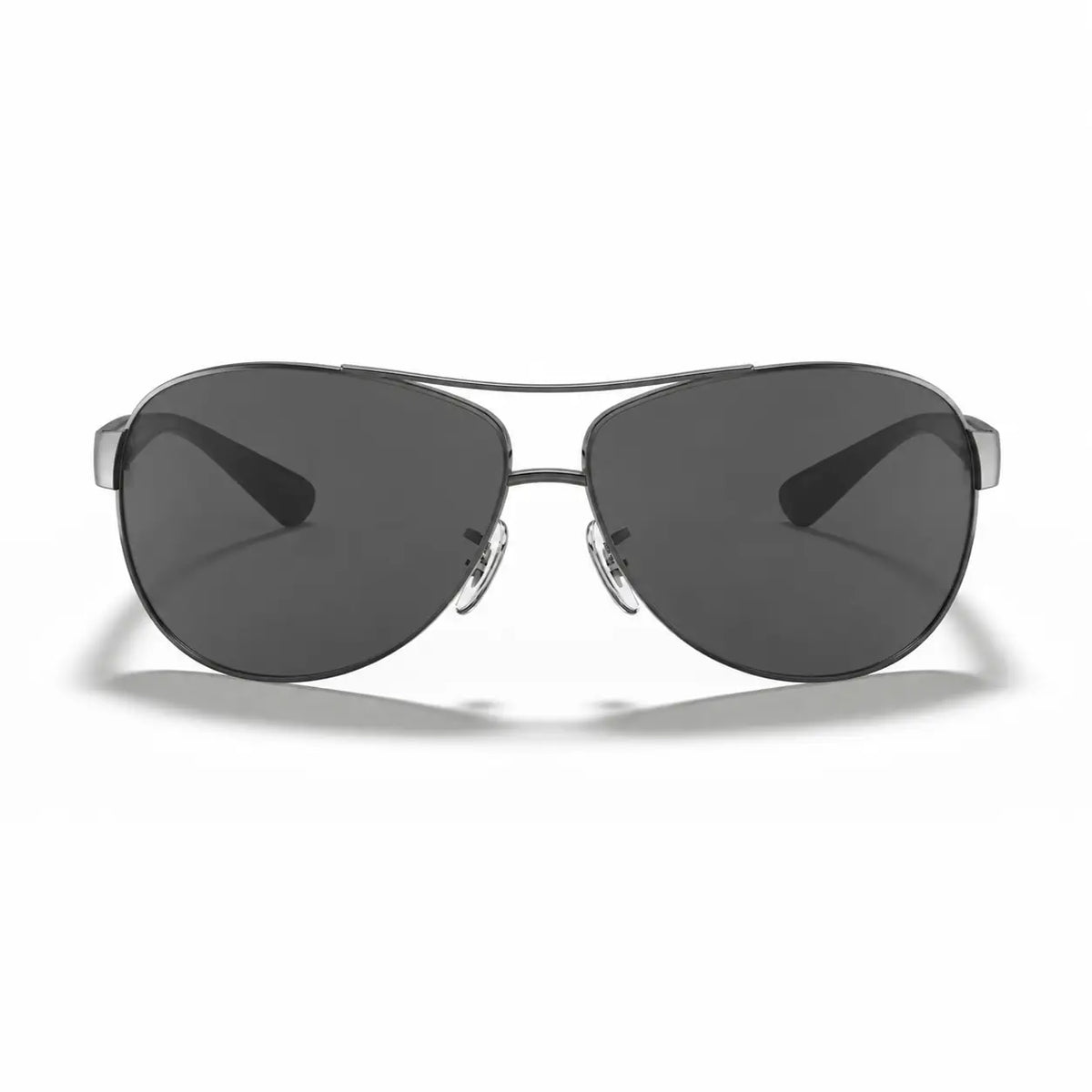 Ray-Ban RB3386 replacement lenses in gray, front view of the frame fitted with the new lenses · ReFramed