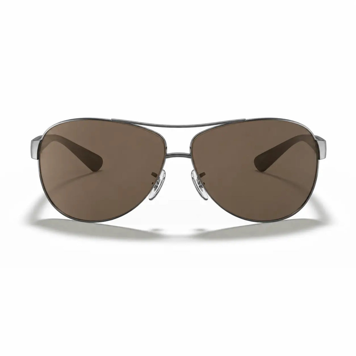 Ray-Ban RB3386 replacement lenses in photochromic brown, front view of the frame fitted with the new lenses · ReFramed