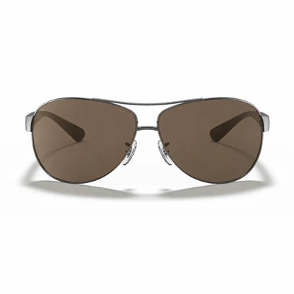Ray-Ban RB3386 replacement lenses in photochromic brown, front view of the frame fitted with the new lenses · ReFramed