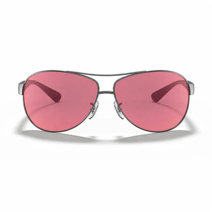 Ray-Ban RB3386 replacement lenses in pink, front view of the frame fitted with the new lenses · ReFramed