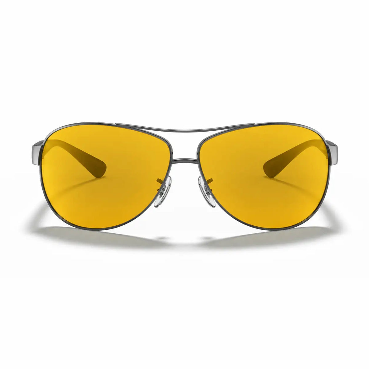 Ray-Ban RB3386 replacement lenses in yellow, front view of the frame fitted with the new lenses · ReFramed