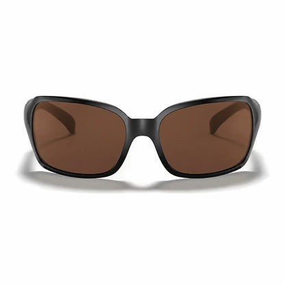 Ray-Ban RB4068 replacement lenses in brown, front view of the frame fitted with the new lenses · ReFramed