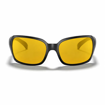 Ray-Ban RB4068 replacement lenses in yellow, front view of the frame fitted with the new lenses · ReFramed