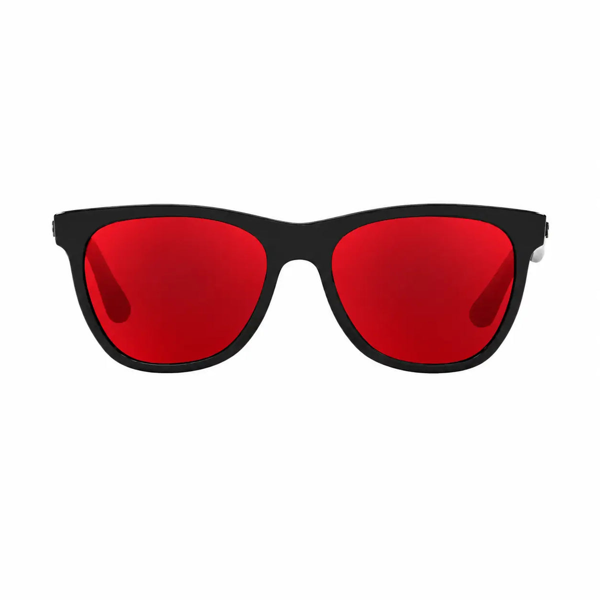 Ray-Ban RB4184 replacement lenses in red, front view of the frame fitted with the new lenses · ReFramed