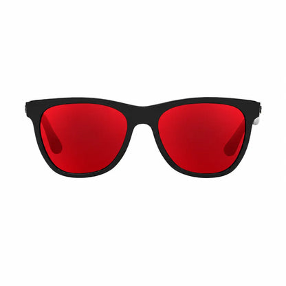 Ray-Ban RB4184 replacement lenses in red, front view of the frame fitted with the new lenses · ReFramed