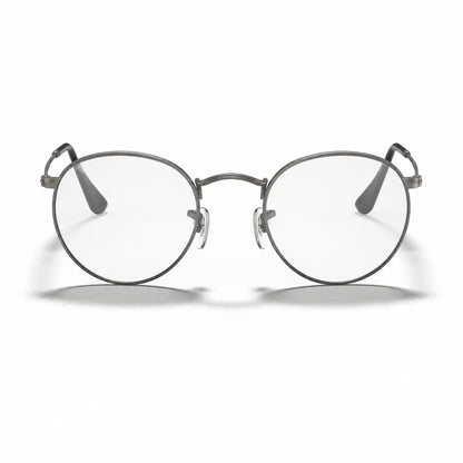 Ray-Ban Round Metal RB3447 replacement lenses in crystal clear, front view of the frame fitted with the new lenses · ReFramed