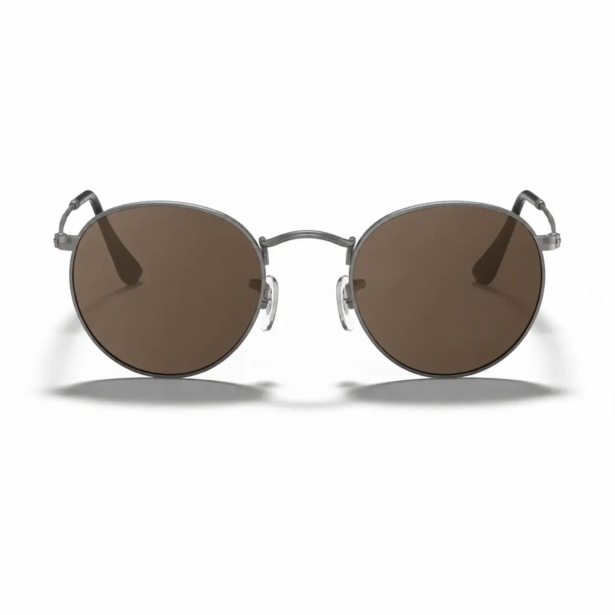 Ray-Ban Round Metal RB3447 replacement lenses in photochromic brown, front view of the frame with the lenses · ReFramed