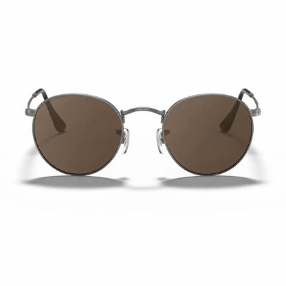 Ray-Ban Round Metal RB3447 replacement lenses in photochromic brown, front view of the frame with the lenses · ReFramed