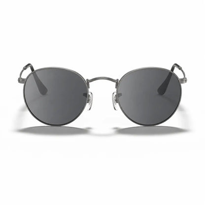 Ray-Ban Round Metal RB3447 replacement lenses in photochromic gray, front view of the frame with the lenses · ReFramed