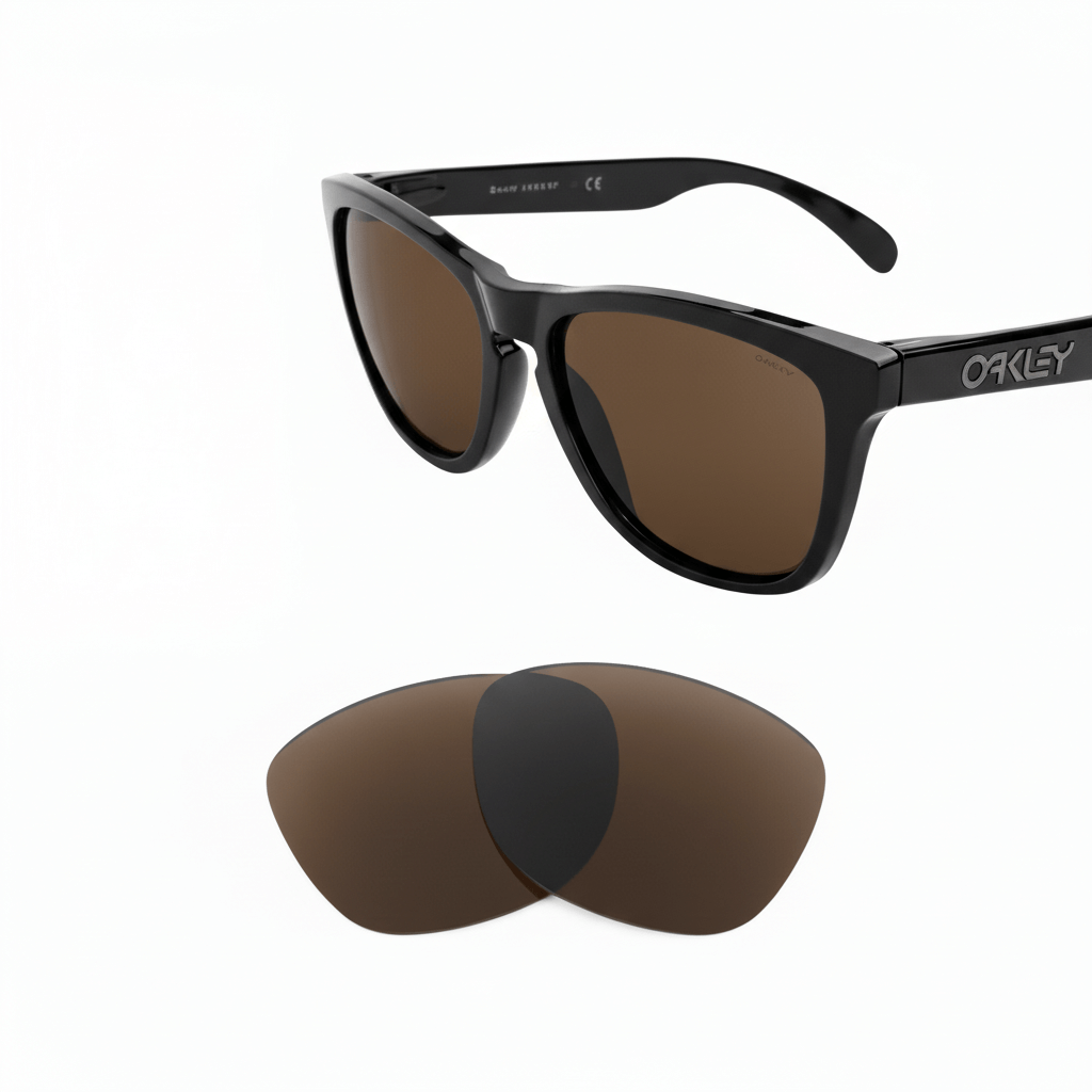 Oakley Frogskins OO9013 replacement lenses — Brown polarized sunglass lens, 100% UV | ReFramed