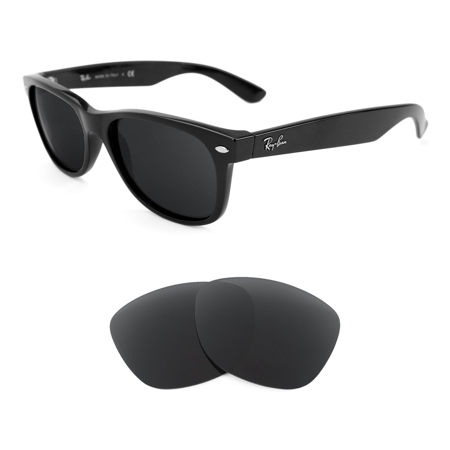Ray-Ban New Wayfarer RB2132 55mm replacement lenses — precision-cut polarized sunglass lenses, 100% UV | ReFramed
