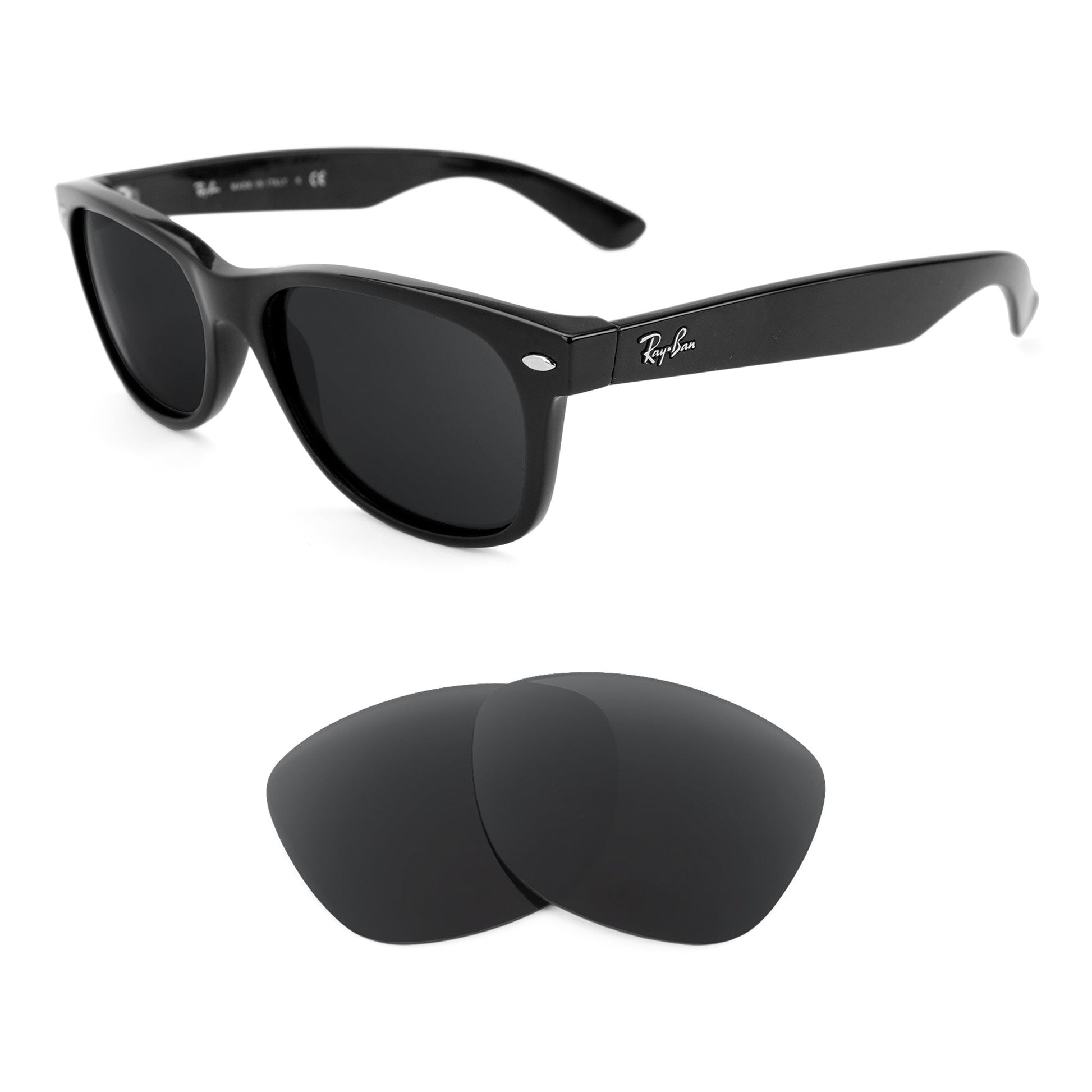 Ray-Ban New Wayfarer RB2132 55mm replacement lenses — precision-cut polarized sunglass lenses, 100% UV | ReFramed