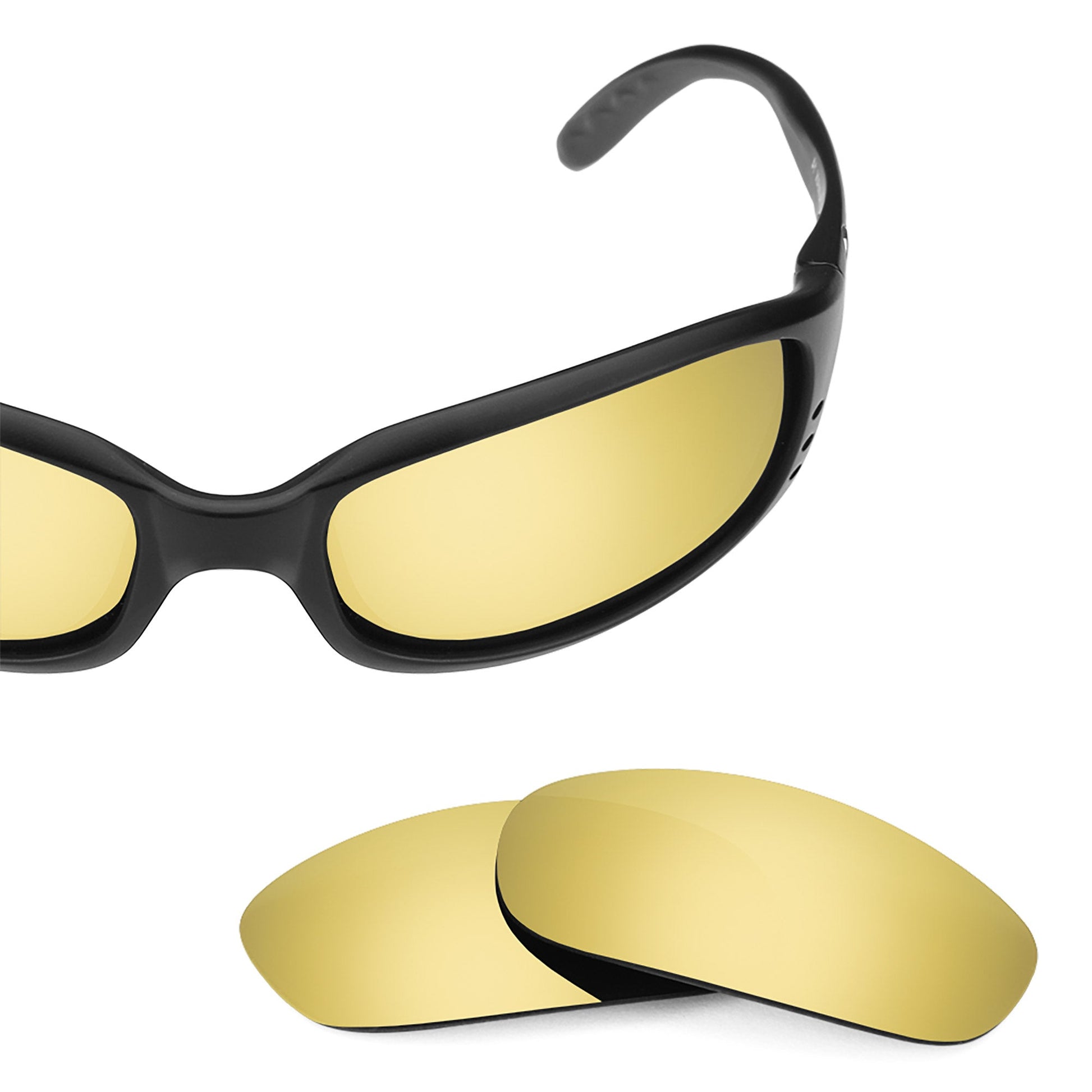 Costa Brine replacement lenses — Flare Gold MirrorShield® polarized sunglass lens, 100% UV | ReFramed
