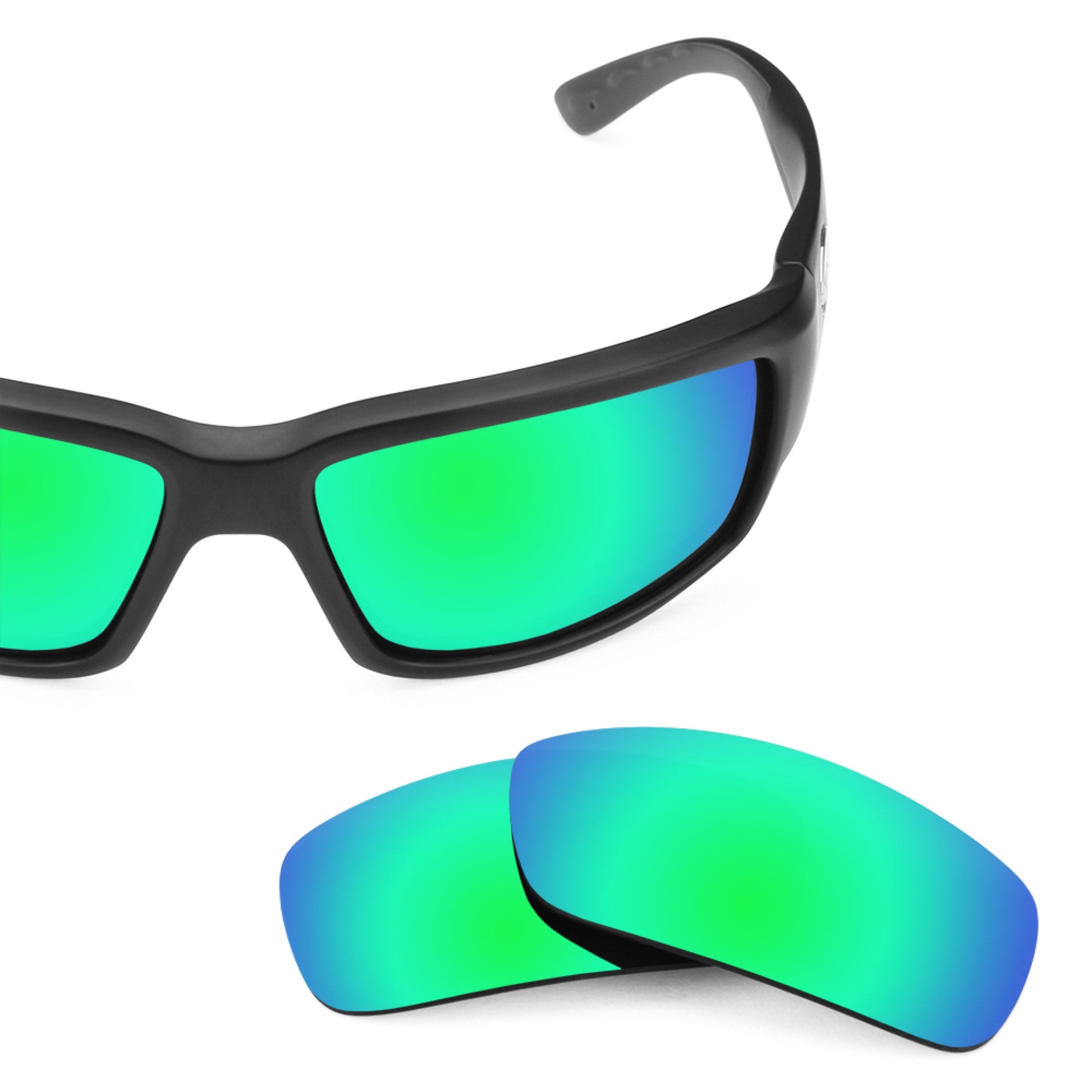 Costa Fantail replacement lenses — Emerald Green MirrorShield® polarized sunglass lens, 100% UV | ReFramed