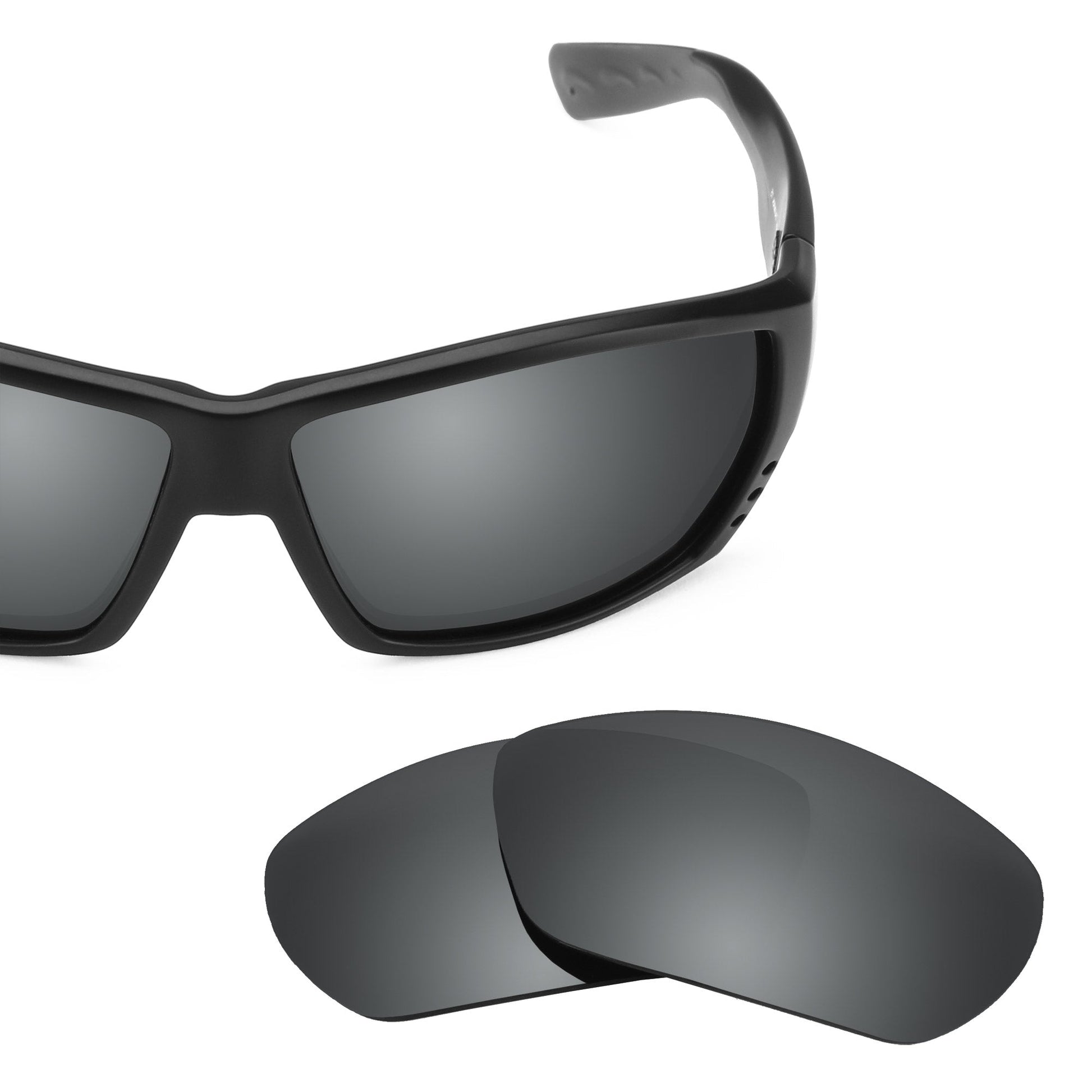 Costa Tuna Alley replacement lenses — Black Chrome MirrorShield® polarized sunglass lens, 100% UV | ReFramed