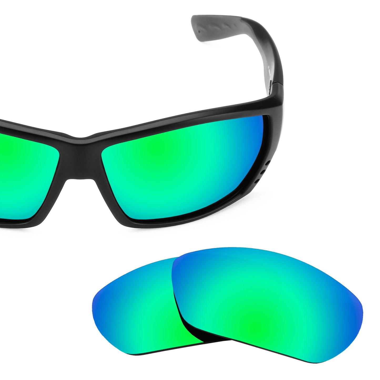 Costa Tuna Alley replacement lenses — Emerald Green MirrorShield® polarized sunglass lens, 100% UV | ReFramed
