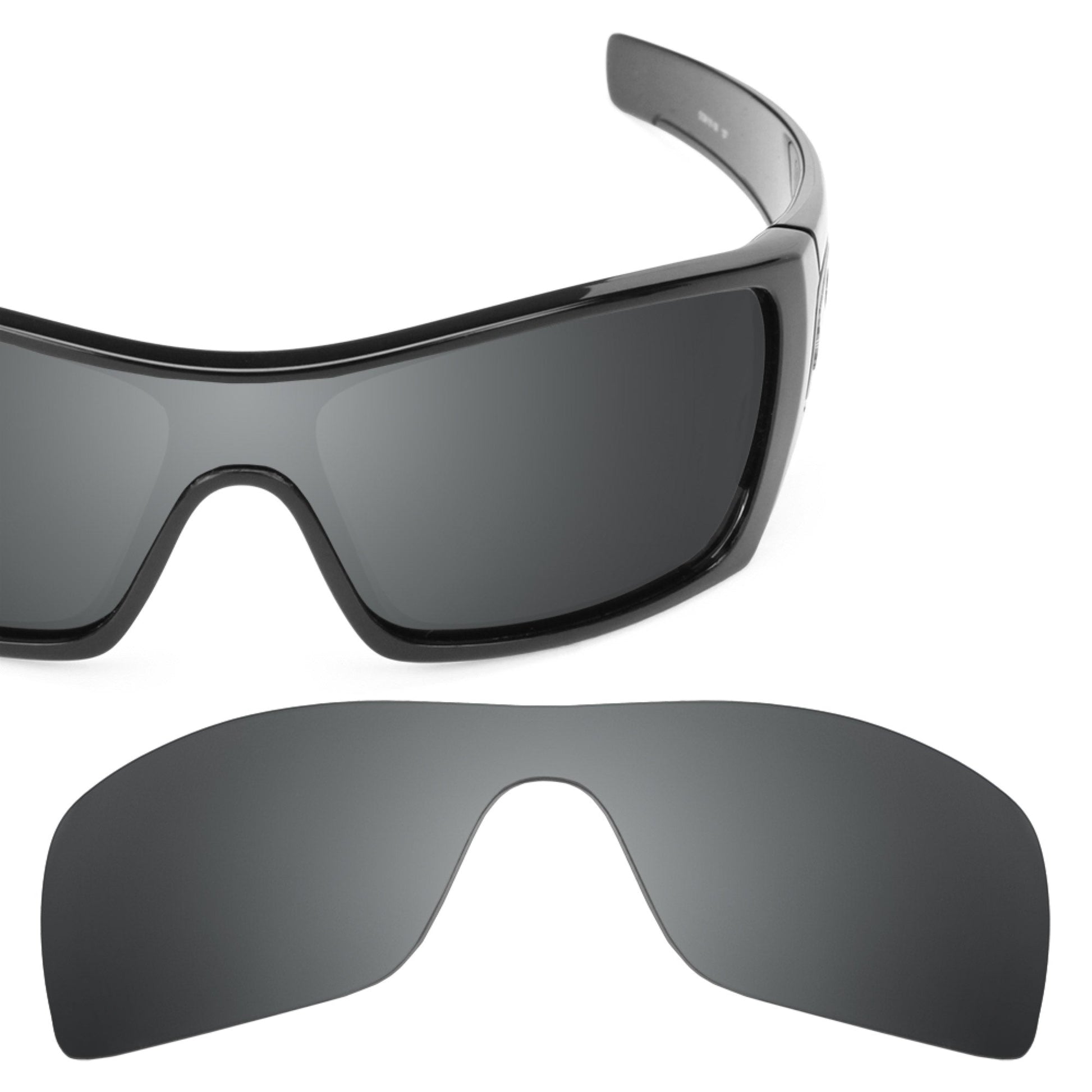 Oakley Batwolf OO9101 replacement lenses — Black Chrome MirrorShield® polarized sunglass lens, 100% UV | ReFramed