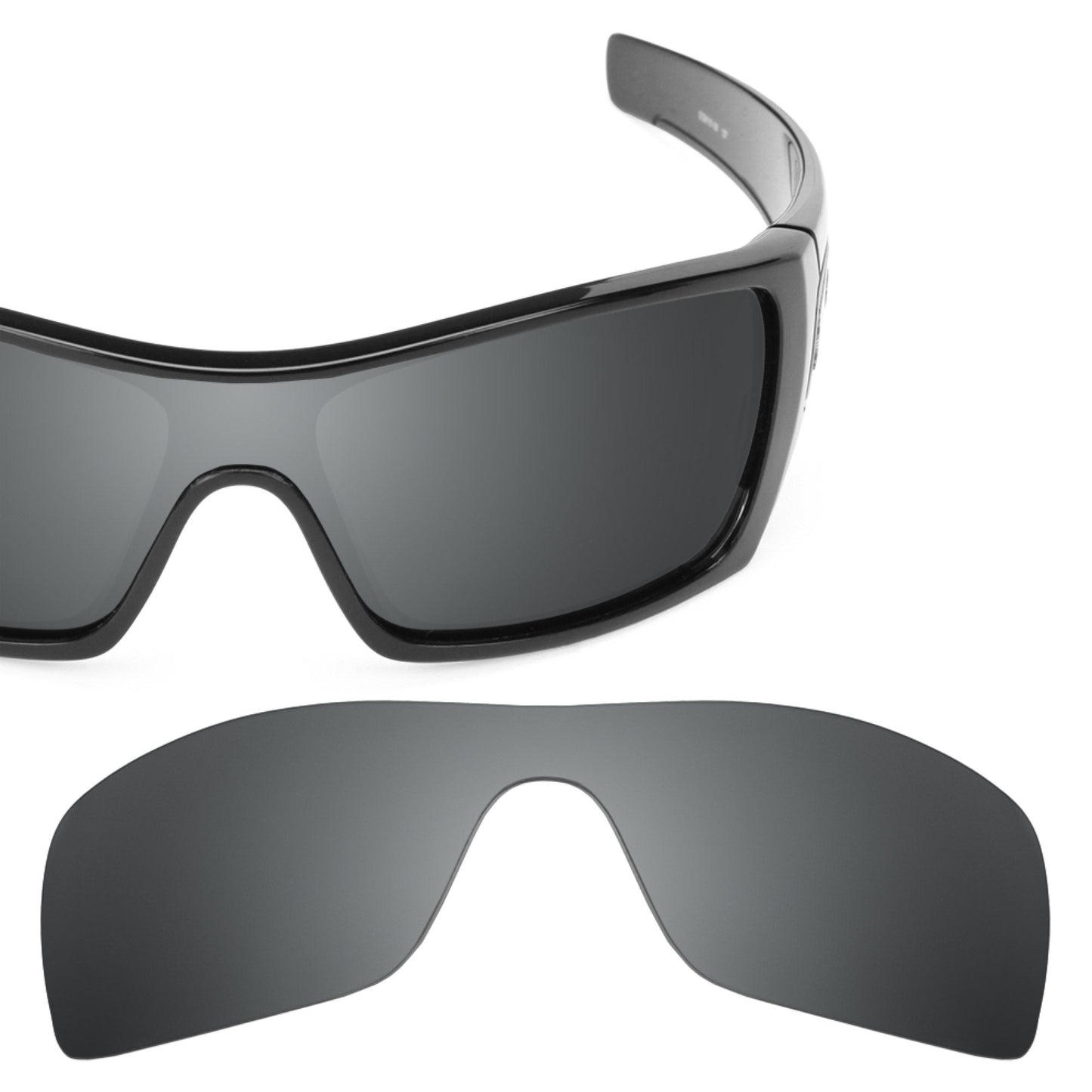 Oakley Batwolf OO9101 replacement lenses — Black Chrome MirrorShield® polarized sunglass lens, 100% UV | ReFramed
