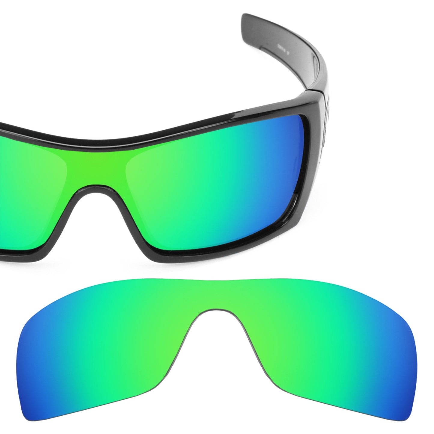 Oakley Batwolf OO9101 replacement lenses — Emerald Green MirrorShield® polarized sunglass lens, 100% UV | ReFramed