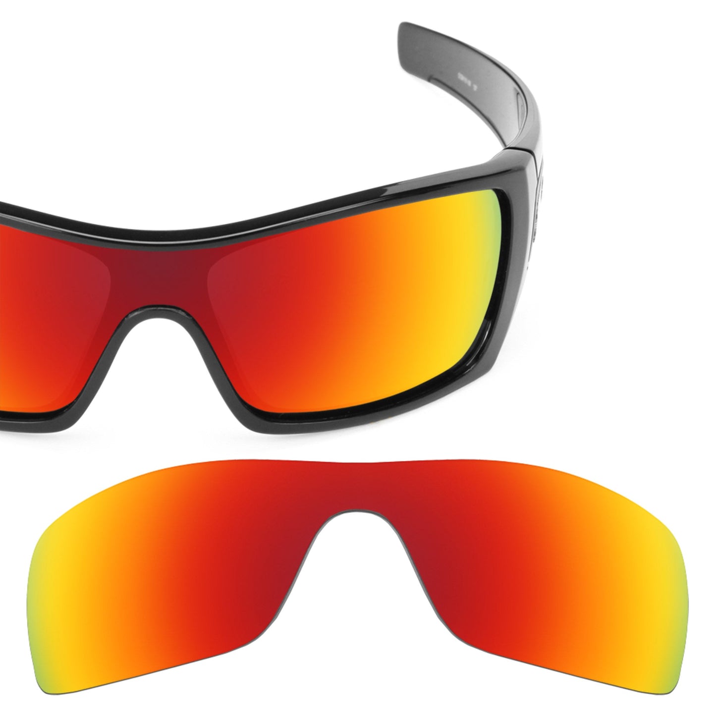 Oakley Batwolf OO9101 replacement lenses — Fire Red MirrorShield® polarized sunglass lens, 100% UV | ReFramed