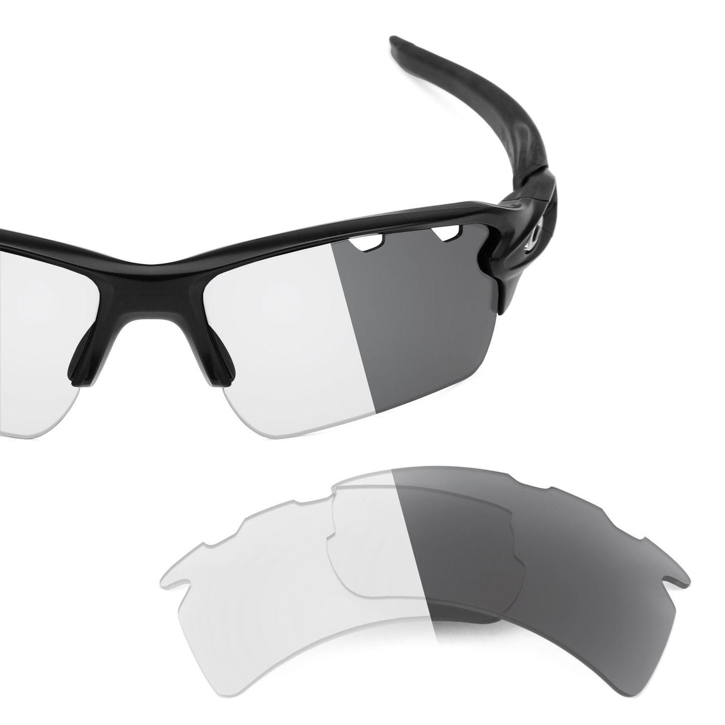 Oakley Flak 2.0 XL Vented OO9188 replacement lenses — Adapt Gray Photochromic polarized sunglass lens, 100% UV | ReFramed
