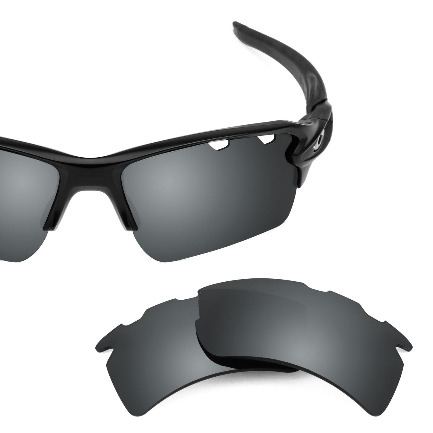 Oakley Flak 2.0 XL Vented OO9188 replacement lenses — Black Chrome MirrorShield® polarized sunglass lens, 100% UV | ReFramed