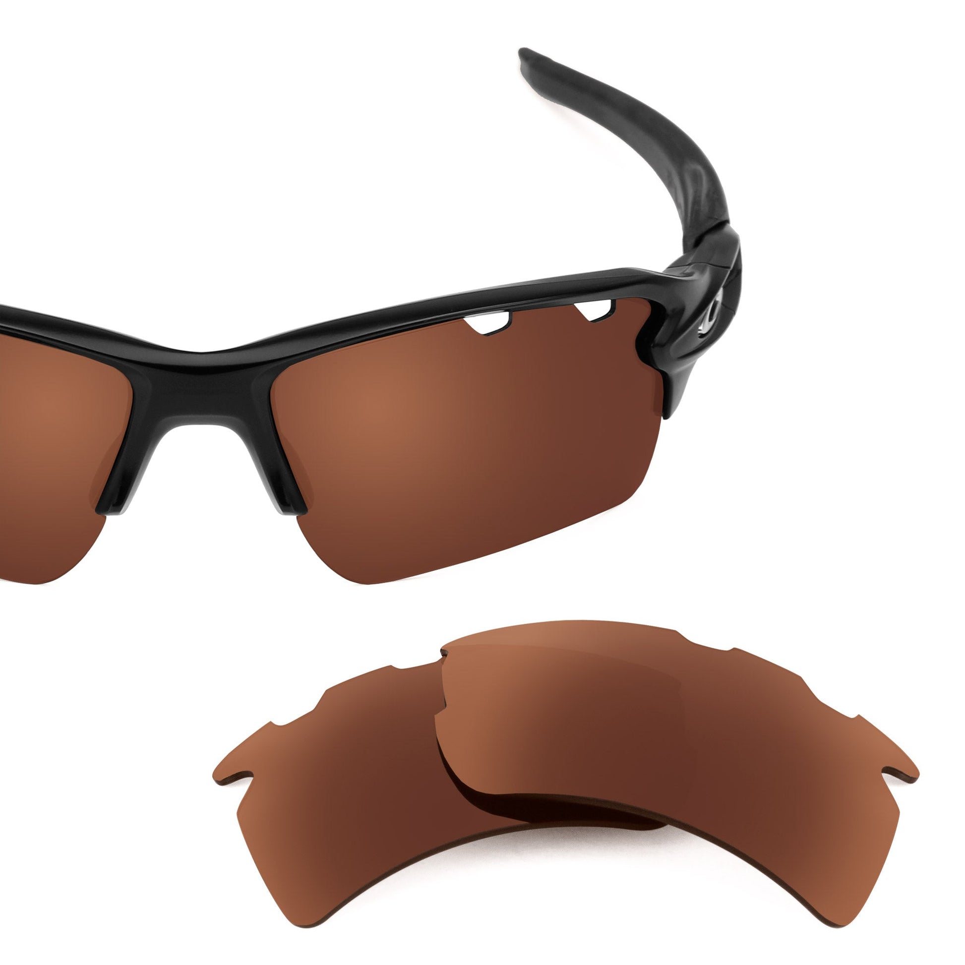 Oakley Flak 2.0 XL Vented OO9188 replacement lenses — Dark Brown polarized sunglass lens, 100% UV | ReFramed