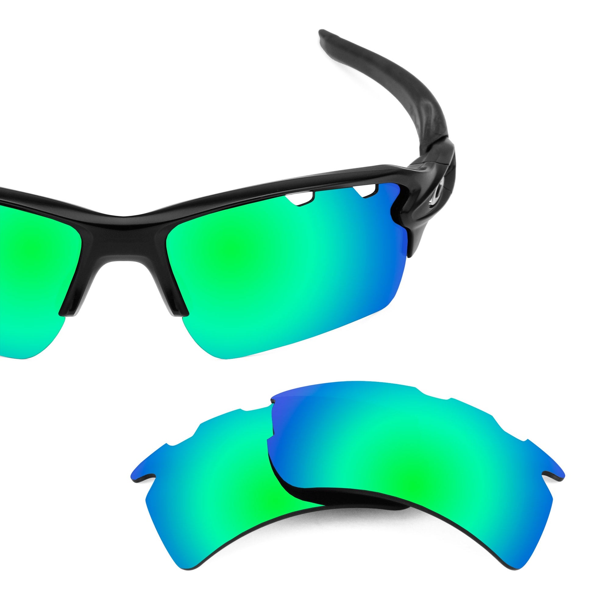 Oakley Flak 2.0 XL Vented OO9188 replacement lenses — Emerald Green MirrorShield® polarized sunglass lens, 100% UV | ReFramed