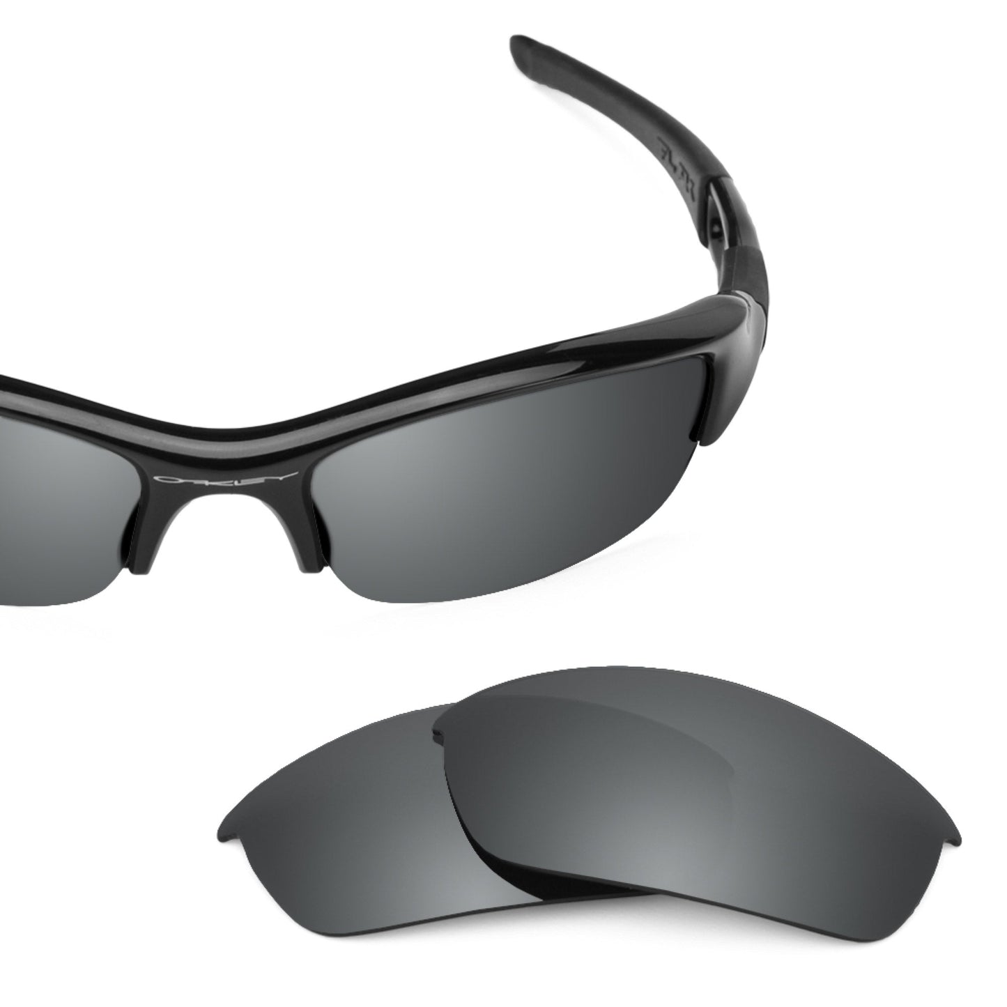 Oakley Flak Jacket OO9008 replacement lenses — Black Chrome MirrorShield® polarized sunglass lens, 100% UV | ReFramed