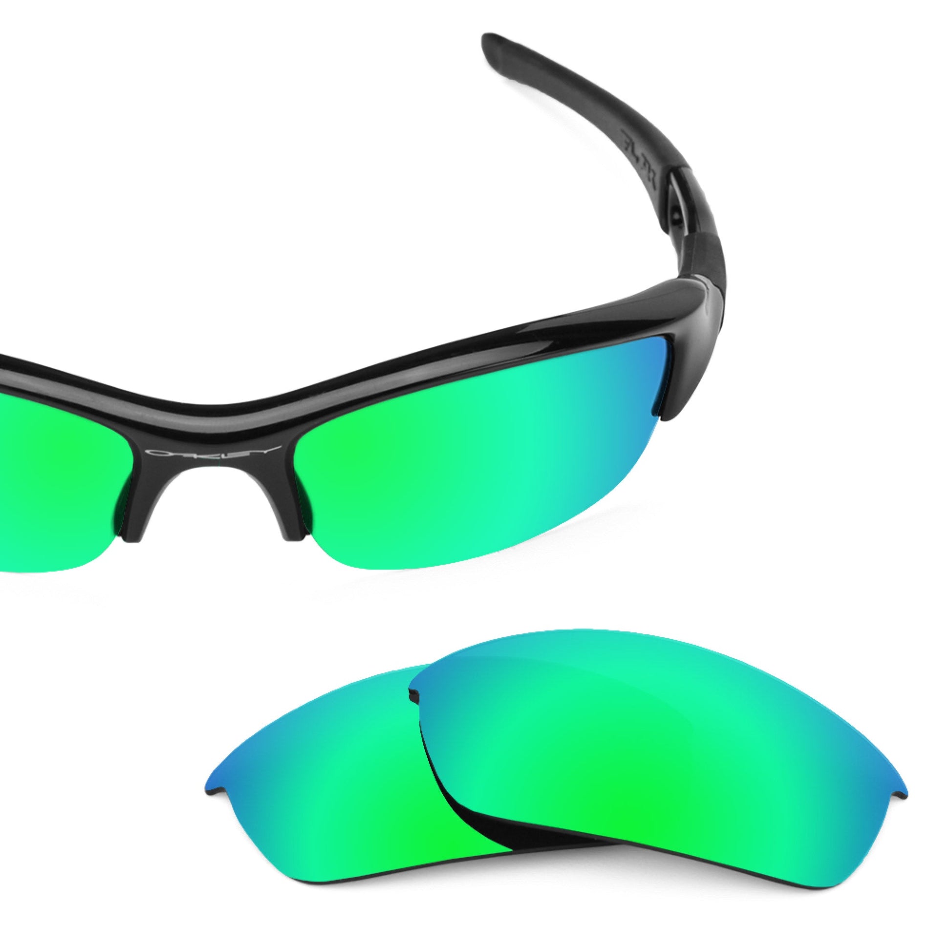 Oakley Flak Jacket OO9008 replacement lenses — Emerald Green MirrorShield® polarized sunglass lens, 100% UV | ReFramed