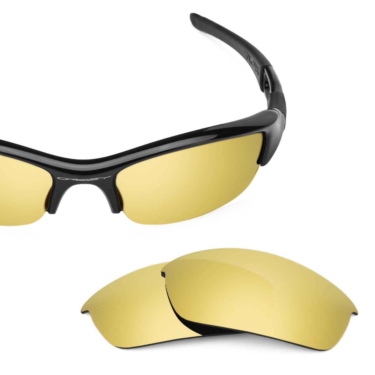 Oakley Flak Jacket OO9008 replacement lenses — Flare Gold MirrorShield® polarized sunglass lens, 100% UV | ReFramed