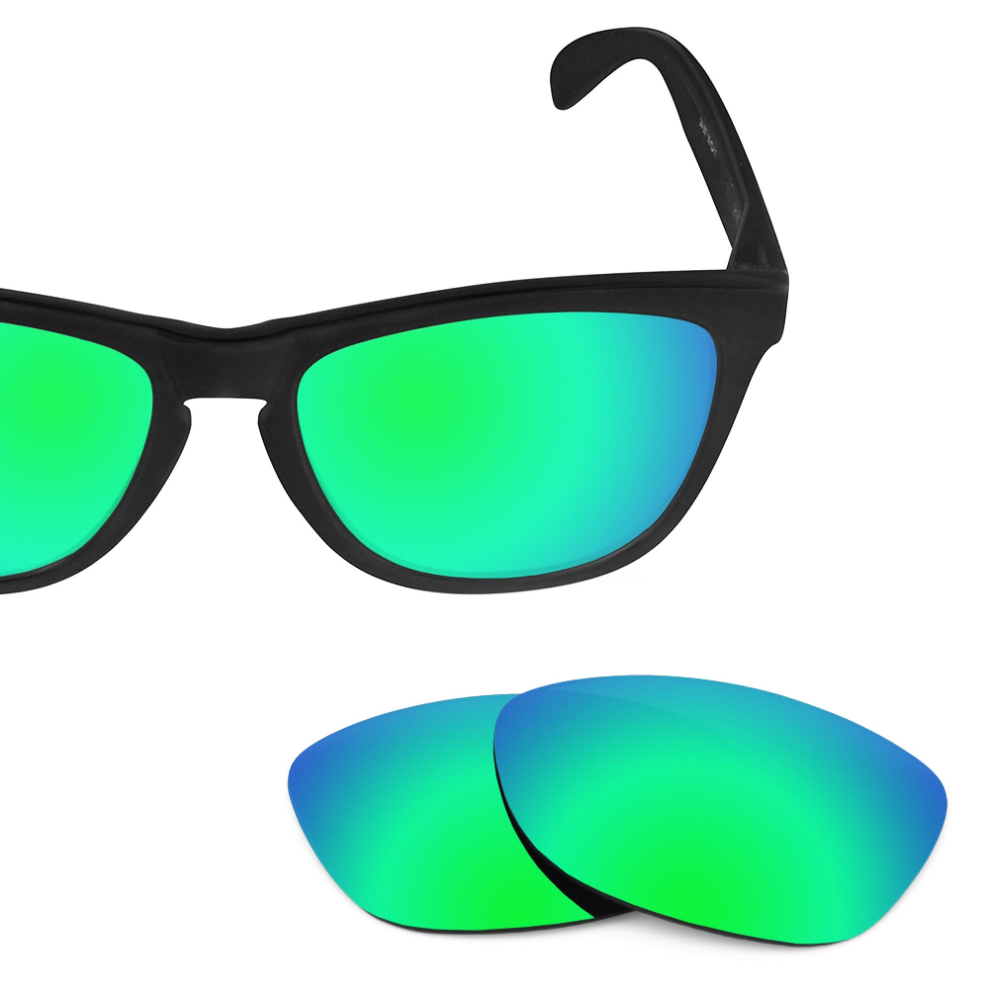 Oakley Frogskins OO9013 replacement lenses — Emerald Green MirrorShield® polarized sunglass lens, 100% UV | ReFramed