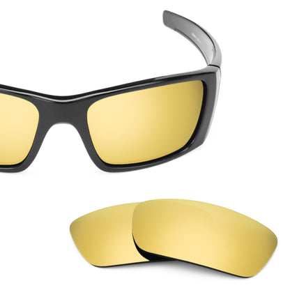 Oakley Fuel Cell OO9096 replacement lenses — Flare Gold MirrorShield® polarized sunglass lens, 100% UV | ReFramed