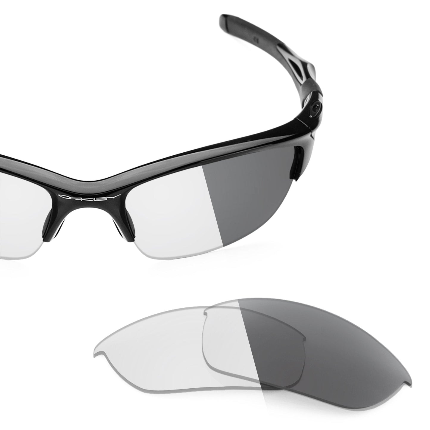 Oakley Half Jacket 2.0 OO9144 replacement lenses — Adapt Gray Photochromic polarized sunglass lens, 100% UV | ReFramed