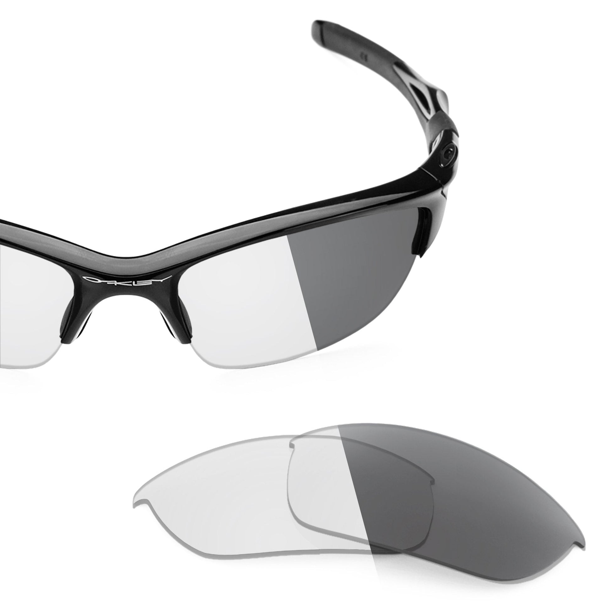 Oakley Half Jacket 2.0 OO9144 replacement lenses — Adapt Gray Photochromic polarized sunglass lens, 100% UV | ReFramed