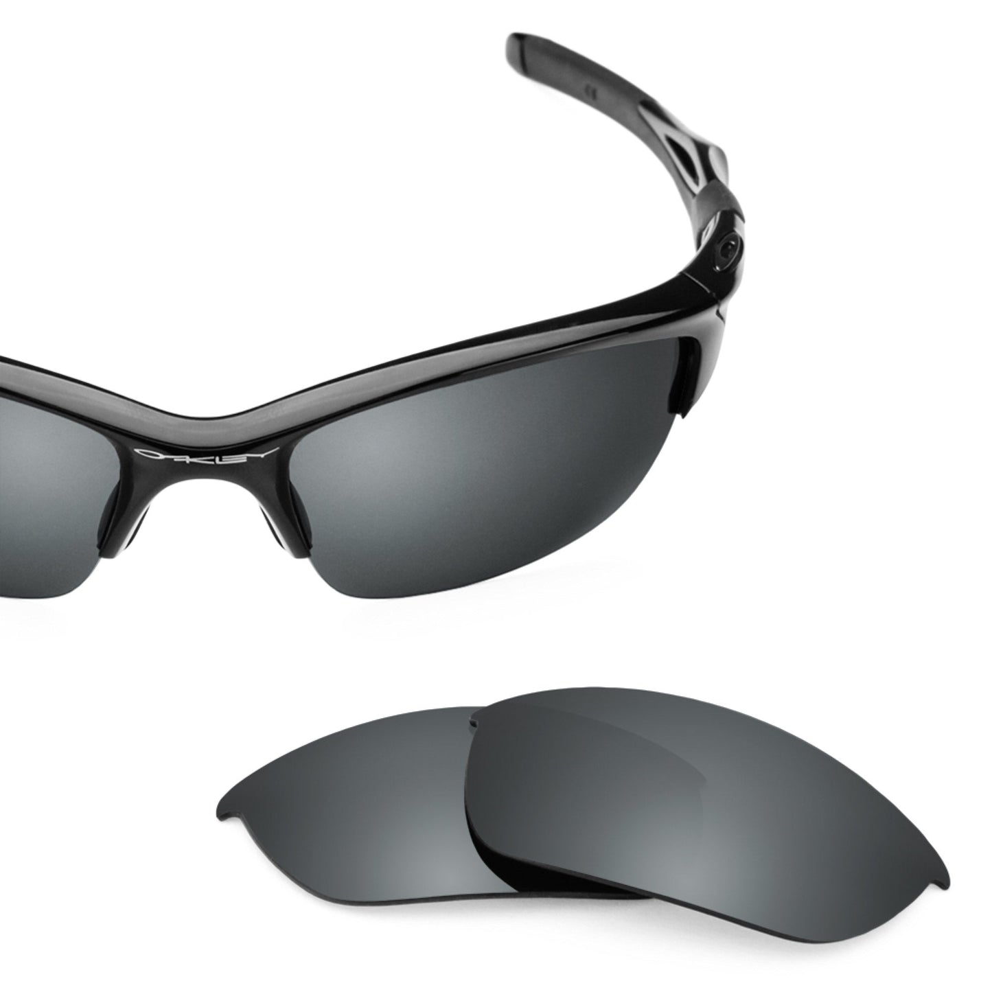 Oakley Half Jacket 2.0 OO9144 replacement lenses — Black Chrome MirrorShield® polarized sunglass lens, 100% UV | ReFramed