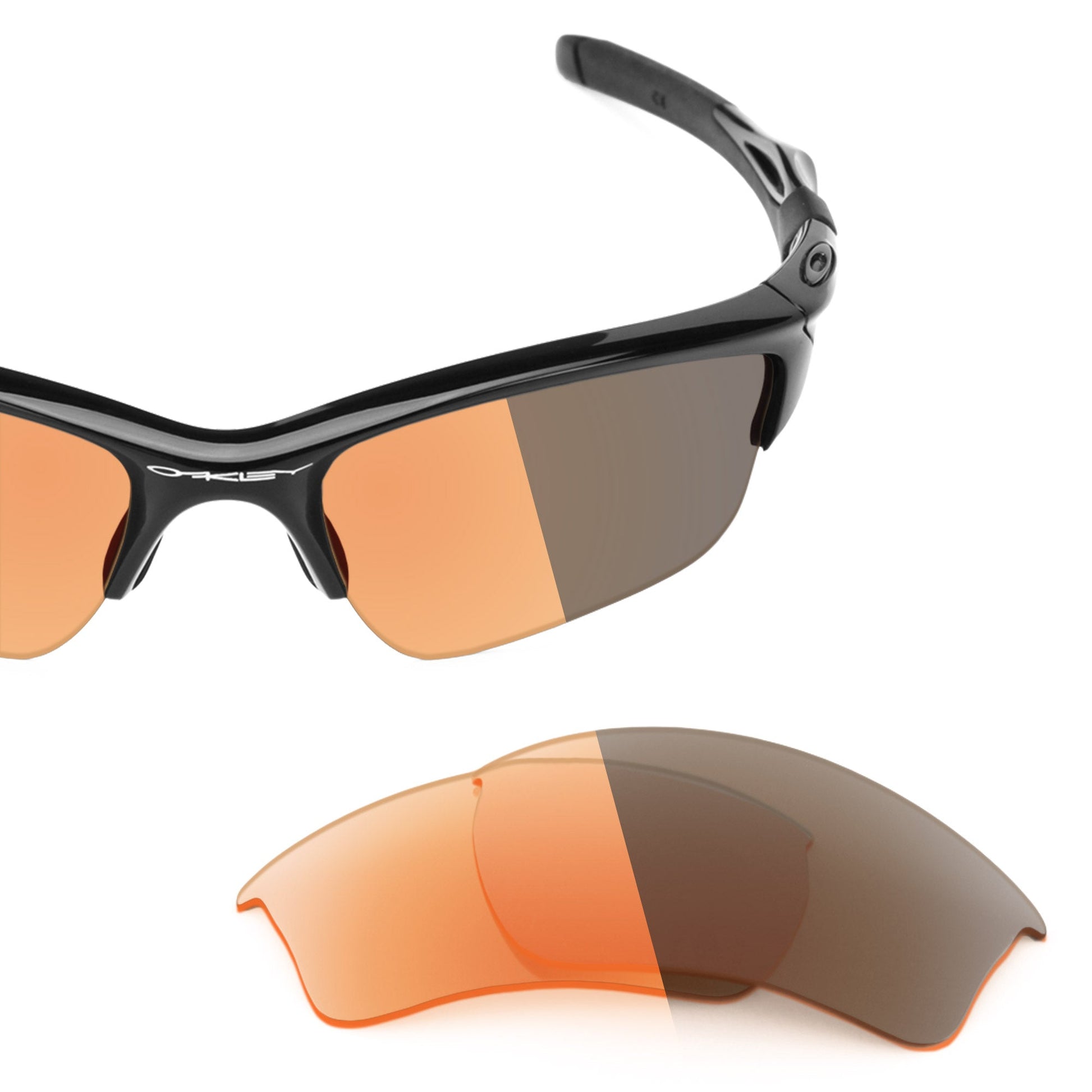 Oakley Half Jacket 2.0 XL OO9154 replacement lenses — Adapt Orange Photochromic polarized sunglass lens, 100% UV | ReFramed