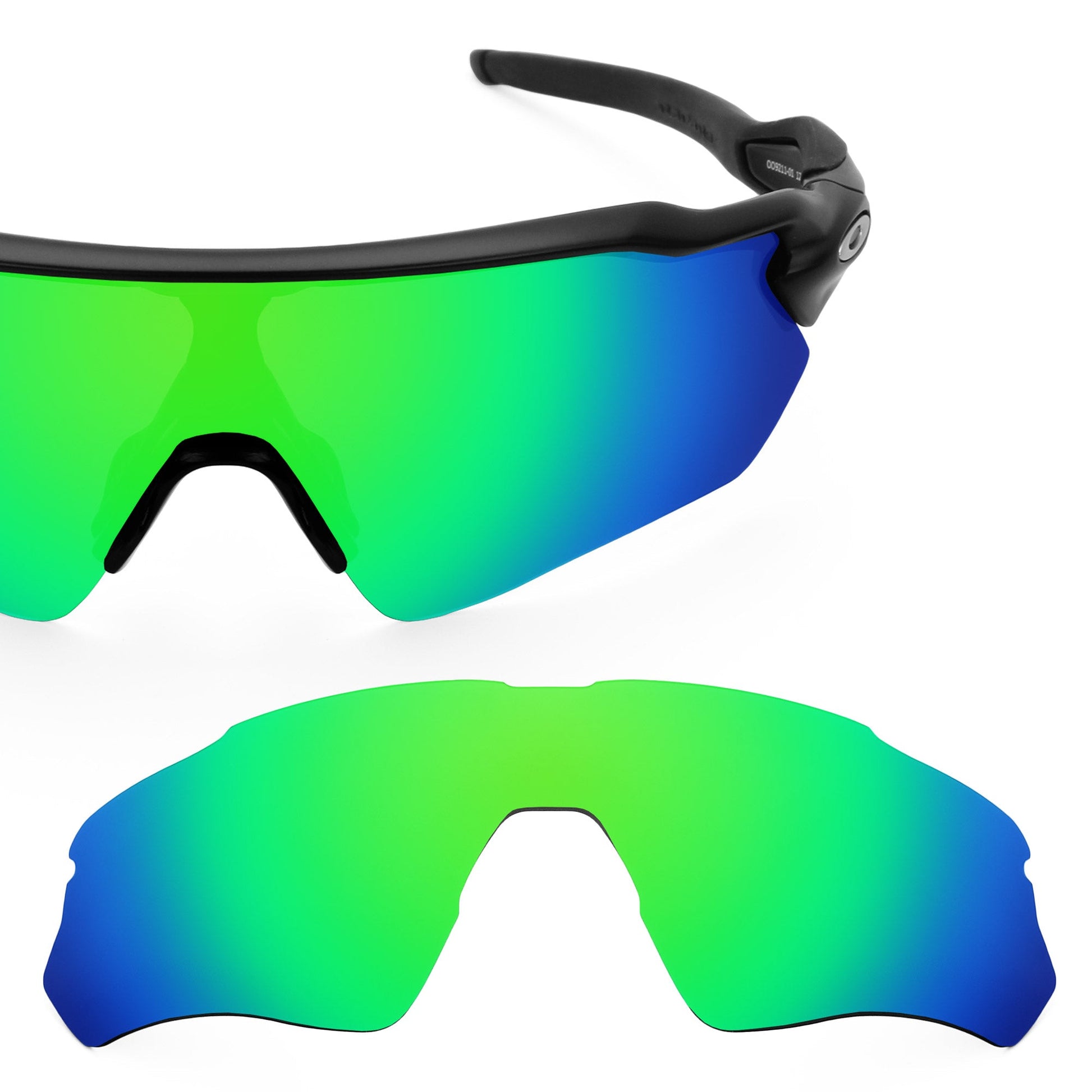 Oakley Radar EV Path OO9208 replacement lenses — Emerald Green MirrorShield® polarized sunglass lens, 100% UV | ReFramed