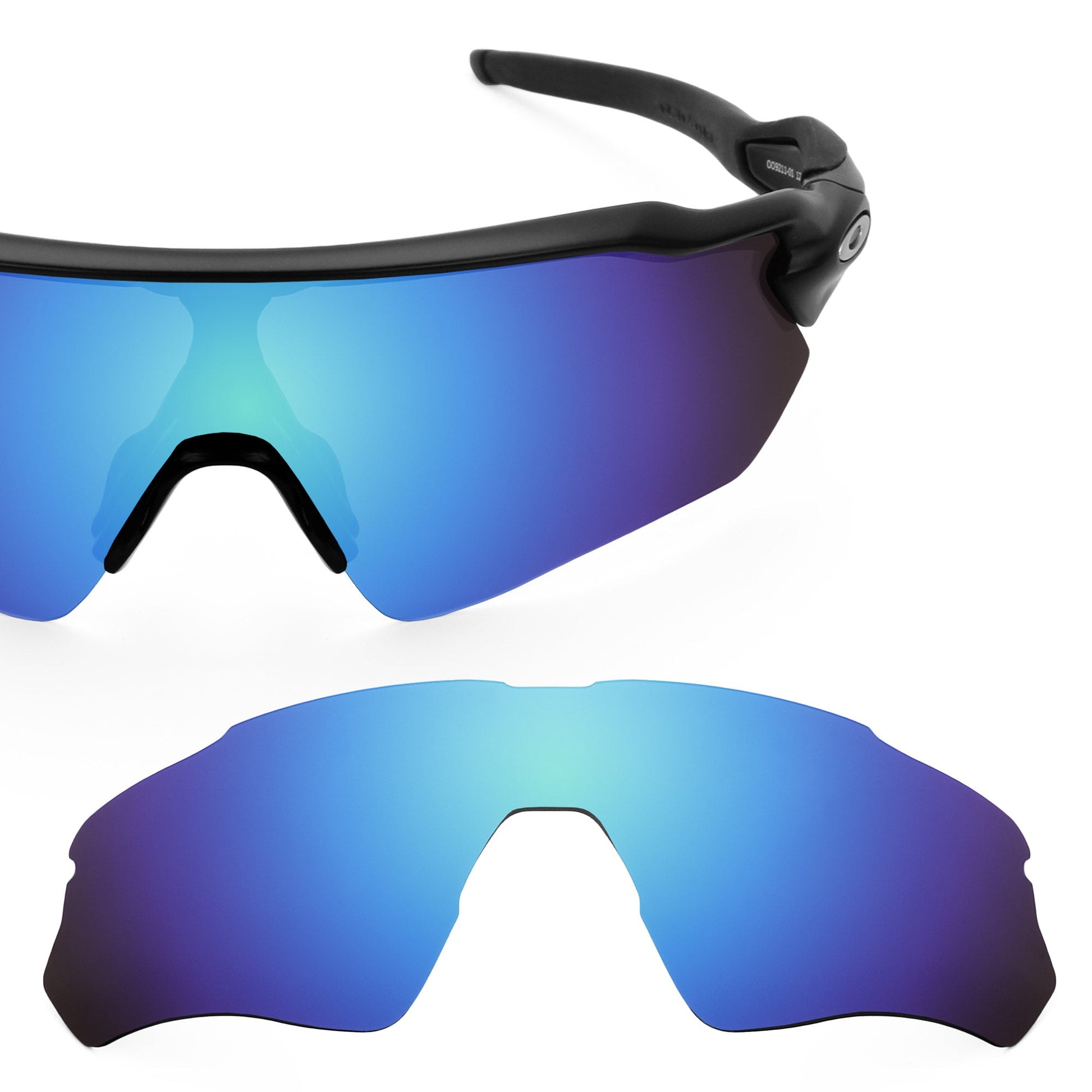 Oakley Radar EV Path OO9208 replacement lenses — Ice Blue MirrorShield® polarized sunglass lens, 100% UV | ReFramed