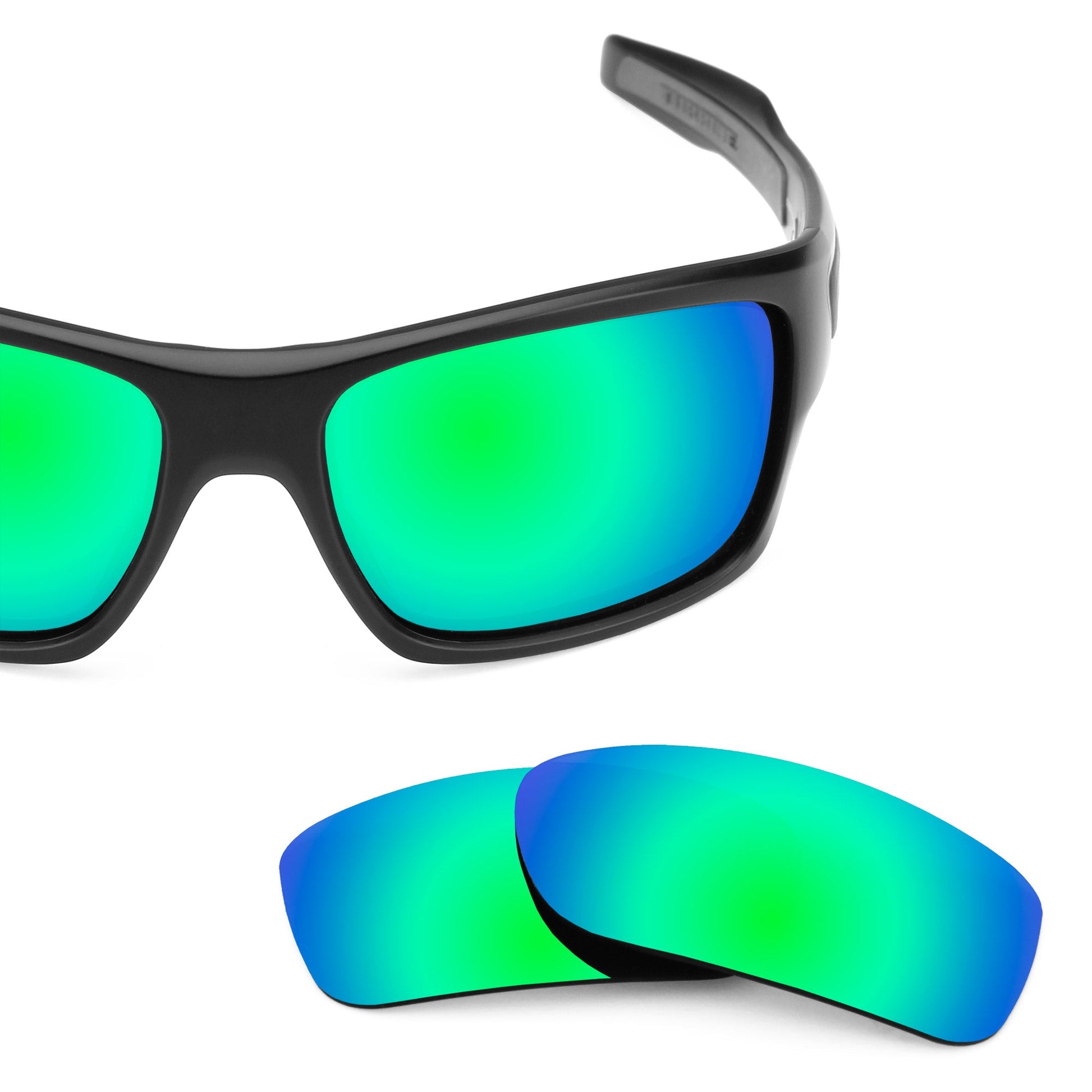 Oakley Turbine OO9263 replacement lenses — Emerald Green MirrorShield® polarized sunglass lens, 100% UV | ReFramed