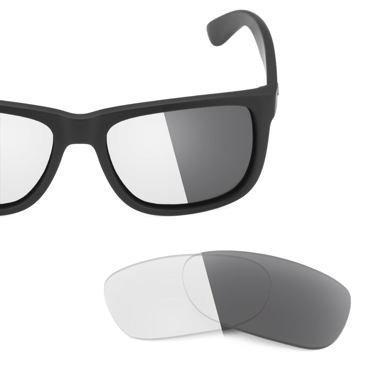 Ray-Ban Justin RB4165 replacement lenses — Adapt Gray Photochromic polarized sunglass lens, 100% UV | ReFramed